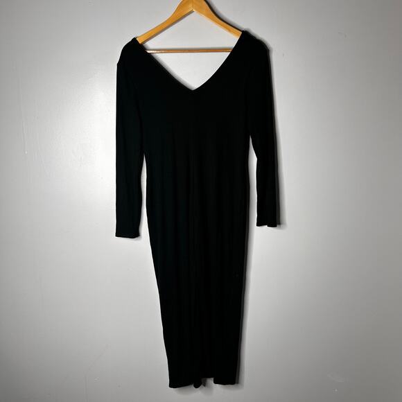Marine Layer Elegant Black Long Sleeve Midi Dress - Picture 5 of 11
